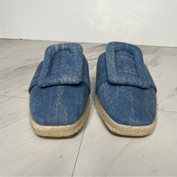 Vince Camuto Jinannie Stonewash Denim Square Toe Espadrille Mule 7 1/2 M - Picture 2 of 13